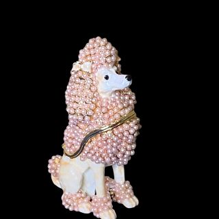 Pink Poodle Dog Trinket Box With Swarovski Crystals By Ciel Collectibles Bows