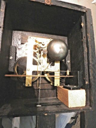 5e - Vintage Mission Oak Wall Clock - 28 " Tall 13 " Wide W/ Pendulum - No Key