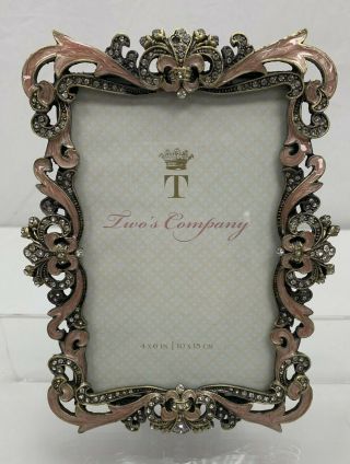 Two’s Company Daphne Austrian Crystal Pink Enamel Frame Size