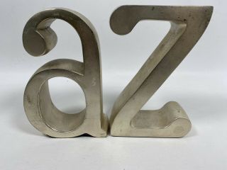 A Z Bookends Heavy Metal With Patina Industrial Made In India 6 " Tall Arizona