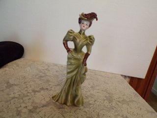 Very Rare Vintage Florence Ceramic Josephine In Green And Brown