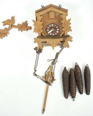 Small Cuckoo Clock 6 " 1/2 Tall 5 " 1/2 Width Light Brown Small Bird