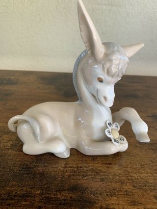 Vintage Lladro Porcelain Donkey In Love Retired Figurine