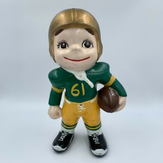 Vintage 1973 Ceramic Football Player Figure Statue Green Bay Packers Notre Dame