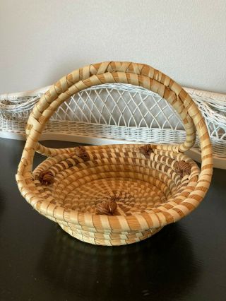 Charleston Gullah Sweetgrass Basket With Handle