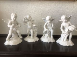 Vtg 60’s Dresden Germany Porcelain Angels Cherubs Figurines The “four Seasons”
