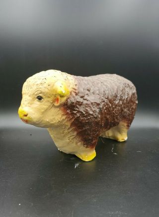 Vintage Chalkware Texas Hereford Bull Piggy Bank Figurine Cow Rare Carnivale