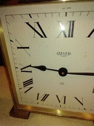 Vtg 1950 ' s Jaeger Electronic Paris Mantel Clock Model 3LO Brass Made in France 3