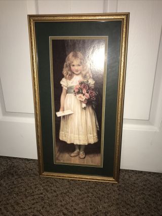 Vintage Home Interiors Girl with Letter & Flowers Picture 24”X12” Love Letter 3