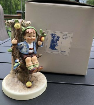 Goebel Hummel Candleholder Figurine Apple Tree Boy Candle 677 Tmk6 W/ Box