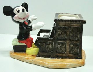 Vintage Walt Disney Productions Mickey Mouse Piano Ceramic Planter Japan