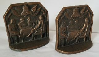 Bronze Bookends - Constitution Or Declaration Of Independence Hall - Heavy Usa