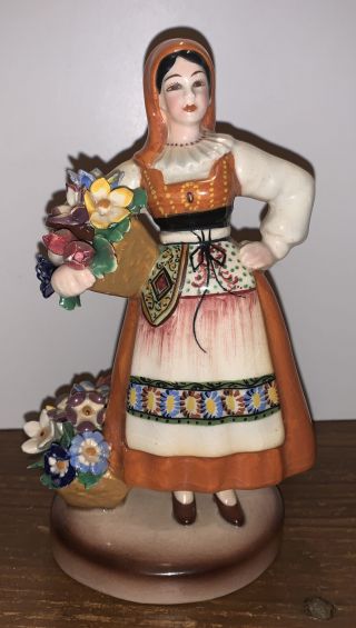 Zsz Nove Italy Porcelain Flower Lady 7 " Figurine