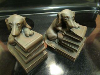 Antique Jb 1700 Jennings Brothers Bronze Metal Dachshund Weiner Dog Bookends