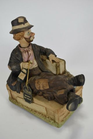Vtg Waco Willie The Hobo Melody In Motion Porcelain Musical Clown -