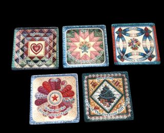 5 “ Seasons Of Home “ Quilt Plates Bradford Exchange Mary Ann Lasher 2000
