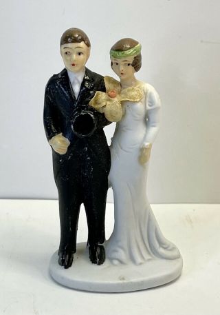 Vintage Wedding Cake Topper Bride Groom Stunning Art Deco Design Flapper 1920s