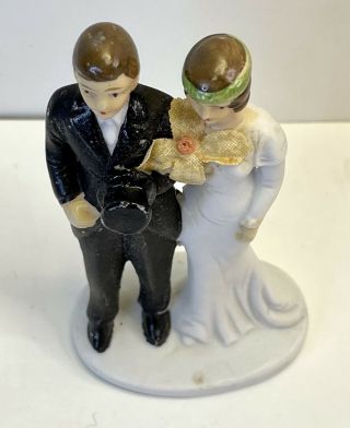 Vintage Wedding Cake Topper Bride Groom Stunning ART DECO Design FLAPPER 1920s 3