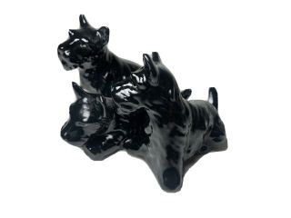 Goebel Attached Trio Vintage Black Scottish Terrier Dogs West Germany Figurines