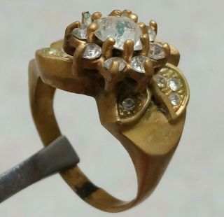 Rare Extremely Ancient Bronze Roman Wedding Ring Antique White Stones