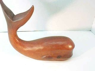 Vintage Mexican Signed JOSE PINAL Carved Wood Whale Sculpture Figure 3