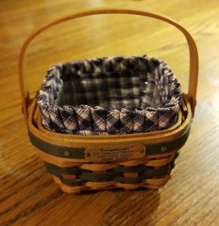 Longaberger Miniature Berry Basket 2001 With Fabric And Plastic Liner