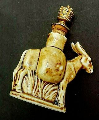 Vintage - Antique " Donkey " Crown Top Germany Porcelain - Scent Bottle