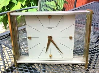 Art Deco Brass Desk Clock Junghans Meister Wind - Up.