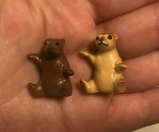 2 Vintage Hagen Renaker Baby Cub Bears Ceramic Miniature Figurine Sitting Rare