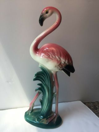 Vintage Ceramic Flamingo Bird Figurine Maddux ? California Pottery Beach Decor