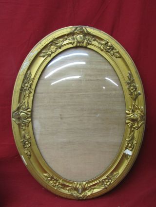 Vintage/antique Gold Oval Wooden Picture Photo Frame W/convex Glass