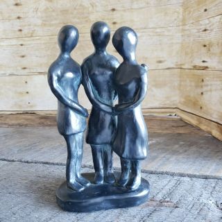 3 Sisters Sculpture Or Mother 2 Daughters Friends Signed Jay Rotberg Jmr Statue
