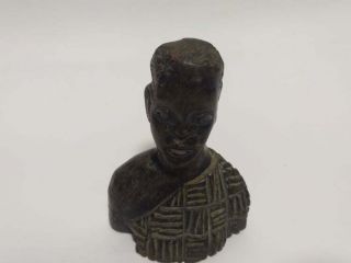 Vintage Hand Carved Wooden African Head Bust Figure Wood Carving Statue