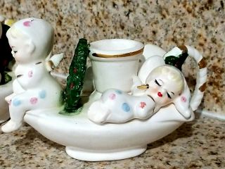 2 VTG Japan Napco ANGEL FIGURINE Ceramic Candle Holders Christmas 3