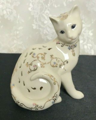 Lenox Jewels Of Light Perforated Porcelain Cat 4.  5 " X 4 " X 3 "