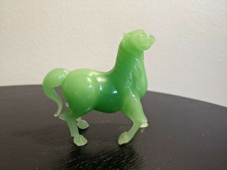 Vintage Jade Green Glass Horse Figurine Peking