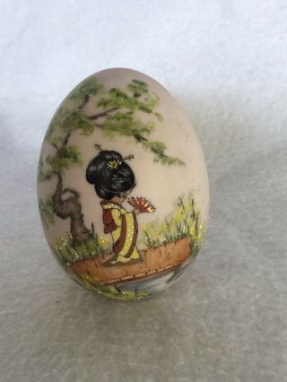 Vintage Porcelain Hand Painted Egg By Irene Evelyn (ladybug) Becker 76 