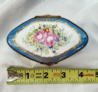 Vintage Porcelain Limoges Floral Theme Trinket Box Le Tallec France Signed 238r