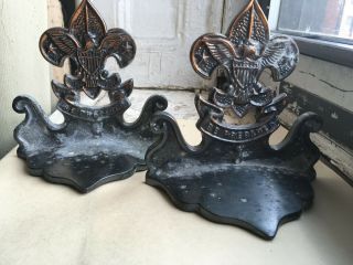 Vintage Boy Scout Bookends,  Bronze,  Great Patina