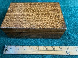 Antique Tiger Oak Mission Arts Crafts Wood Box Quarter Sawn Solid