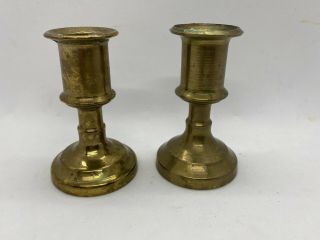Brass Travelers Candlestick Pair Small Brass Candle Holders Marked Italy Lv