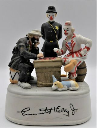 Vintage Emmett Kelly Jr Bisque Music Box " With A Little Bit Of Luck " By Flambro