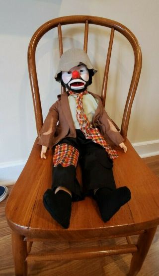 Vintage Emmett Kelly Hobo Clown Pull String Horsman Doll Ventriloquist 22 " 1978