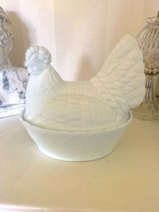 Vintage Milk Glass Chicken Egg Holder Antique Sowerby Kitchenalia Cottage Core