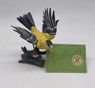 Vintage Goto Porcelain Gold Finch Bird Figurine Made In Japan