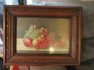 Antique Picture Frame W/ Fruit Still Life Art Print.