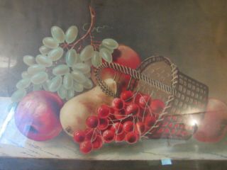 Antique Picture Frame W/ Fruit Still Life Art Print. 2