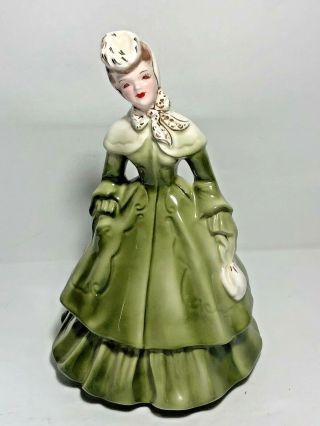 Vintage Florence Ceramics Co.  Pasadena California Woman In Green Dress Figurine