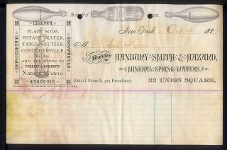 1883 Soda Mineral Water Hanbury Smith & Hazard Letterhead Nyc