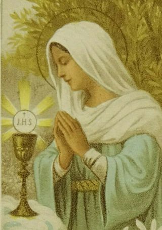 Communion Of The Virgin Mary Vintage French Holy Prayer Card Sainte Vierge 1938